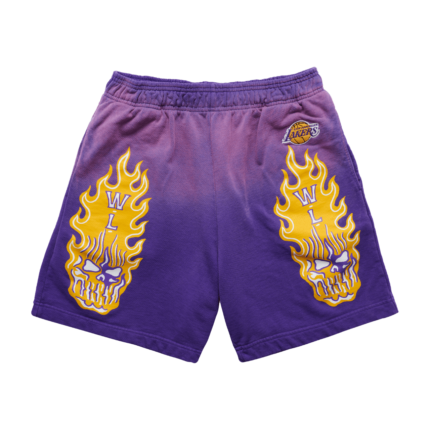 Warren Lotas Los Angeles Lakers Flaming Skull Shorts