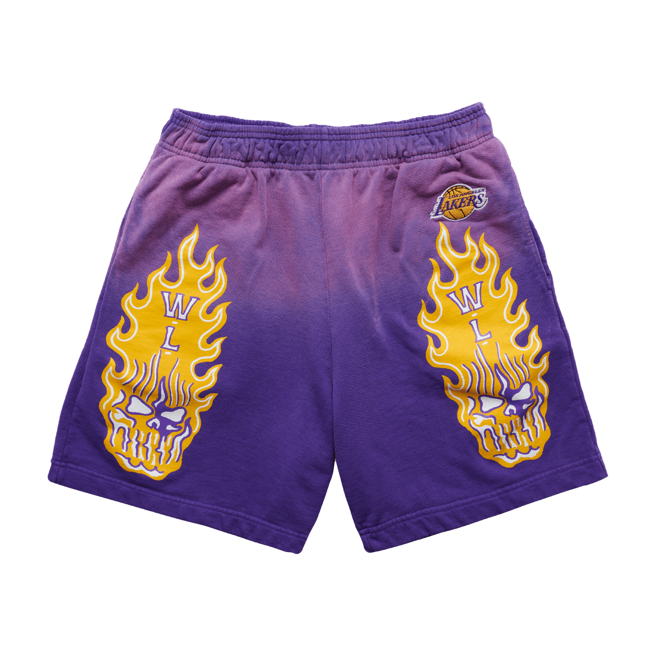 Warren Lotas Los Angeles Lakers Flaming Skull Shorts