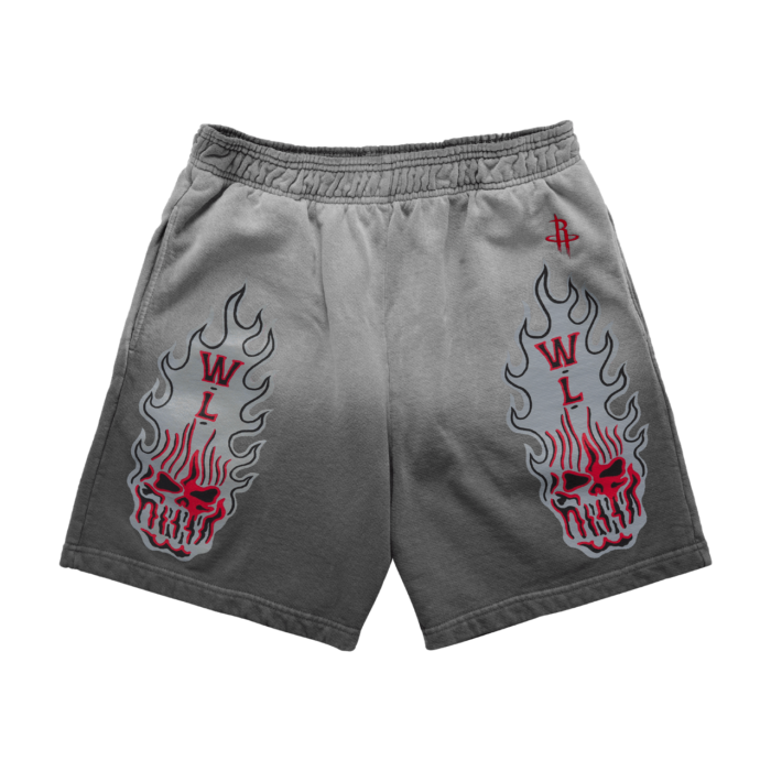 Warren Lotas Houston Rockets Flaming Skull Shorts